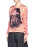Front View - Click To Enlarge - PREEN BY THORNTON BREGAZZI - Star Wars print silk satin top