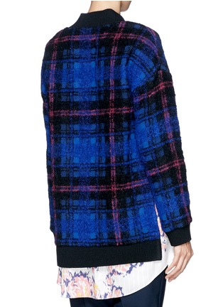Back View - Click To Enlarge - THAKOON - Silk layer twist front neckline plaid sweater