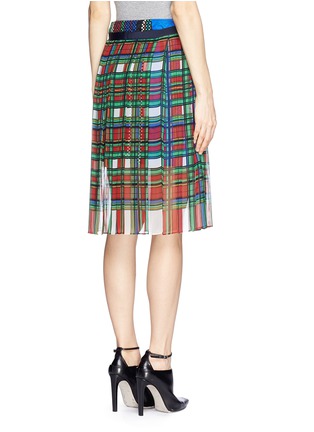 Back View - Click To Enlarge - SACAI - Check pleat chiffon wrap quilted skirt