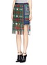 Front View - Click To Enlarge - SACAI - Check pleat chiffon wrap quilted skirt