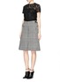 Front View - Click To Enlarge - SACAI - Wool felt houndstooth skirt floral lace dress