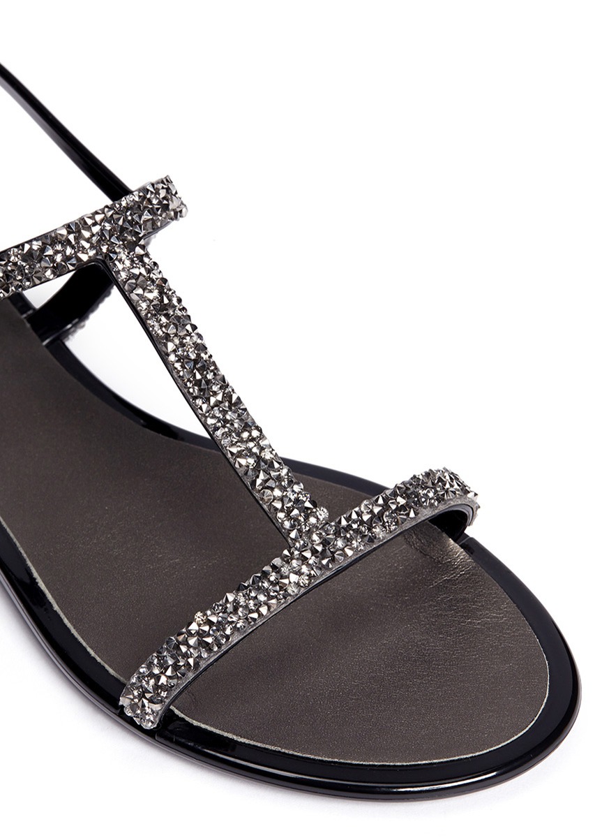 STUART WEITZMAN - Teezer crystal jelly sandals - on SALE | Black ...