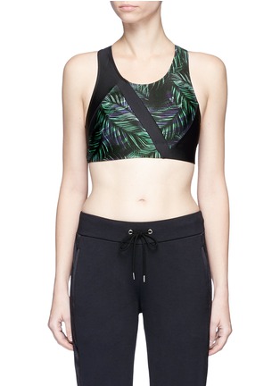 Main View - Click To Enlarge - WE ARE HANDSOME - 'Jag' leaf print mesh back active bra