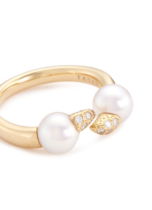 Detail View - Click To Enlarge - TASAKI - Danger Fang' diamond akoya pearl 18k yellow gold ring