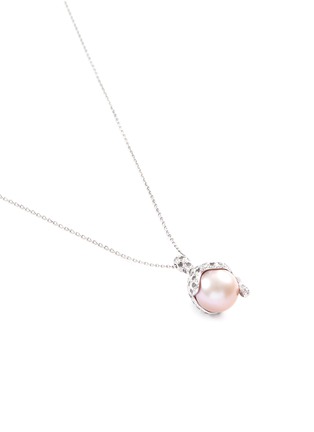  - TASAKI - 'Wave' diamond freshwater pearl 18k white gold pendant necklace