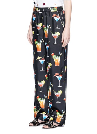 Front View - Click To Enlarge - - - Cocktail print silk pyjama pants