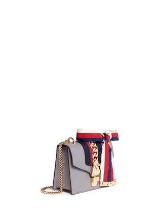 Figure View - Click To Enlarge - GUCCI - 'Sylvie' mini chain web leather crossbody bag