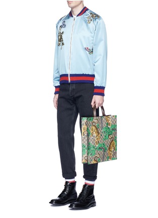 Figure View - Click To Enlarge - GUCCI - Bengal tiger print GG Supreme canvas tote bag