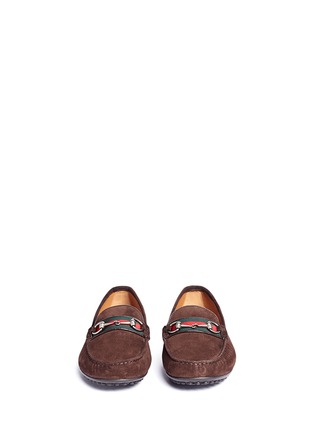 Front View - Click To Enlarge - GUCCI - Horsebit suede loafers