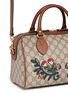  - GUCCI - 'Linea A' small floral embroidered GG Supreme Boston bag