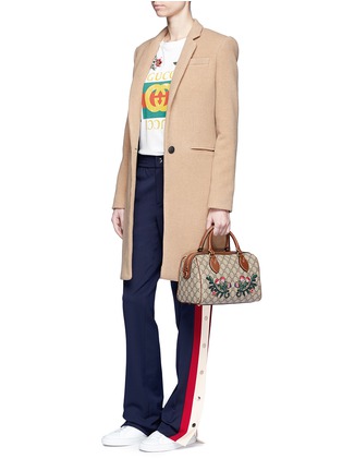 Figure View - Click To Enlarge - GUCCI - 'Linea A' small floral embroidered GG Supreme Boston bag