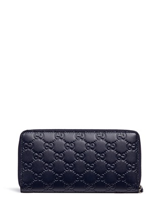 Figure View - Click To Enlarge - GUCCI - Debossed logo leather continental wallet