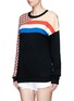 Front View - Click To Enlarge - P.E NATION - 'Half Pipe' mixed stripe print French terry sweatshirt