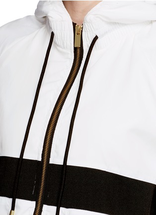 Detail View - Click To Enlarge - P.E NATION - 'Man Down' stripe drawstring zip jacket