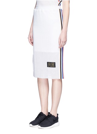 Front View - Click To Enlarge - P.E NATION - 'Off Racing' stripe cotton mesh skirt