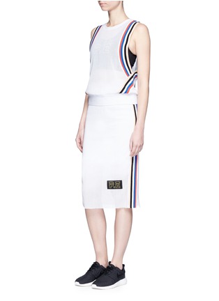 Figure View - Click To Enlarge - P.E NATION - 'Off Racing' stripe cotton mesh skirt