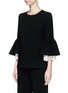 Front View - Click To Enlarge - MACGRAW - 'Éclair' guipure lace cuff crepe top