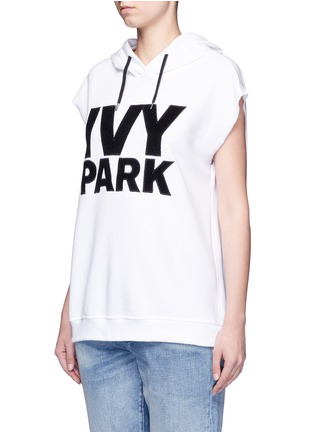 Front View - Click To Enlarge - TOPSHOP - Textured logo sleeveless French terry hoodie
