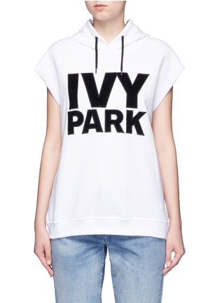 Main View - Click To Enlarge - TOPSHOP - Textured logo sleeveless French terry hoodie