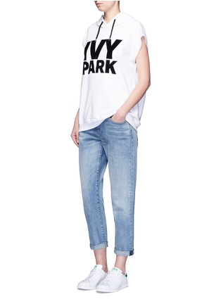 Figure View - Click To Enlarge - TOPSHOP - Textured logo sleeveless French terry hoodie
