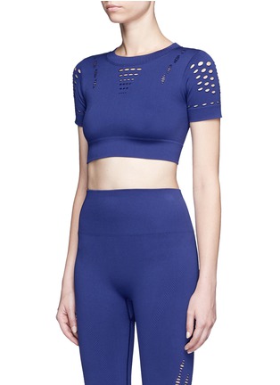 Front View - Click To Enlarge - TOPSHOP - Keyhole cutout performance cropped top