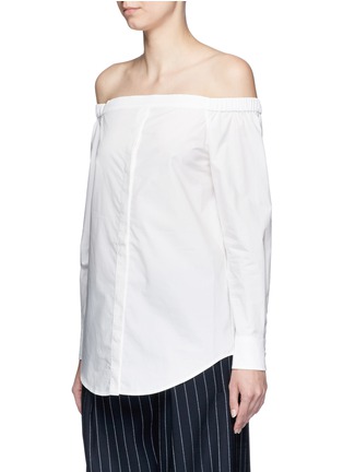 Front View - Click To Enlarge - EQUIPMENT - 'Gretchen' off-shoulder cotton poplin shirt