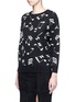 Front View - Click To Enlarge - SAINT LAURENT - Musical note intarsia mohair blend sweater