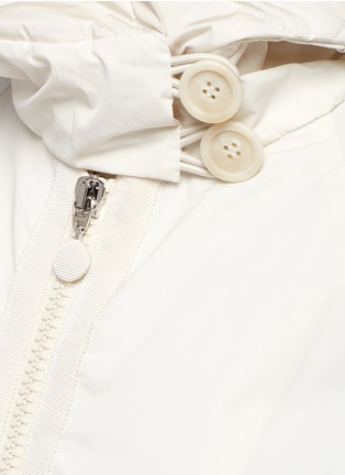 Detail View - Click To Enlarge - MONCLER - 'Hibiscus' quilted bell sleeve hooded down jacket