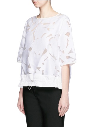 Front View - Click To Enlarge - MONCLER - 'Maglia' drawcord hem floral fil coupé organza T-shirt