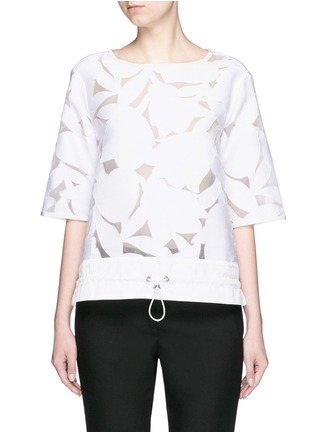 Main View - Click To Enlarge - MONCLER - 'Maglia' drawcord hem floral fil coupé organza T-shirt