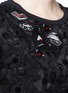 Detail View - Click To Enlarge - GIAMBA - Lip appliqué floral jacquard front T-shirt
