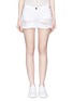 Detail View - Click To Enlarge - GIAMBA - Butterfly appliqué ripped fray denim shorts