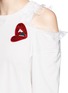 Detail View - Click To Enlarge - GIAMBA - Sequin lip appliqué cold shoulder T-shirt