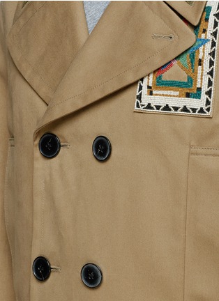 Detail View - Click To Enlarge - VALENTINO GARAVANI - Ethnic embroidery double breasted twill coat