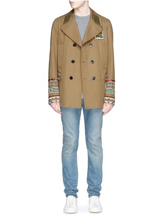 Figure View - Click To Enlarge - VALENTINO GARAVANI - Ethnic embroidery double breasted twill coat