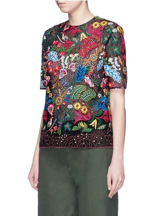 Front View - Click To Enlarge - VALENTINO GARAVANI - 'Water Song' floral embroidery macramé lace top