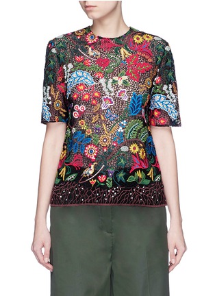 Main View - Click To Enlarge - VALENTINO GARAVANI - 'Water Song' floral embroidery macramé lace top