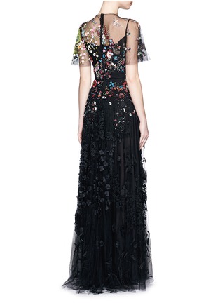 Back View - Click To Enlarge - VALENTINO GARAVANI - Floral embroidery bead appliqué tulle gown