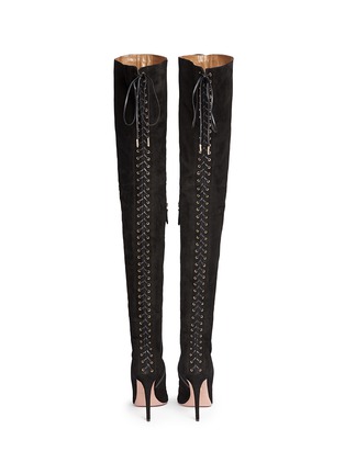 Back View - Click To Enlarge - AQUAZZURA - 'Corset Cuissard' suede lace-up thigh high boots