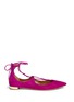 Main View - Click To Enlarge - AQUAZZURA - 'Christy' suede lace-up skimmer flats