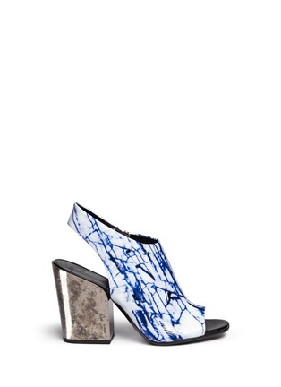Main View - Click To Enlarge - MC Q SHOES - Marble print patent slingback bootie sandals