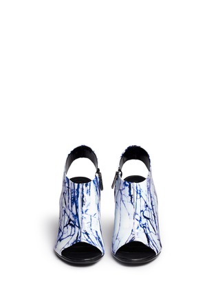 Figure View - Click To Enlarge - MC Q SHOES - Marble print patent slingback bootie sandals