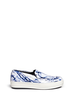 Main View - Click To Enlarge - MC Q SHOES - 'Fields' Marble print leather skate slip-ons
