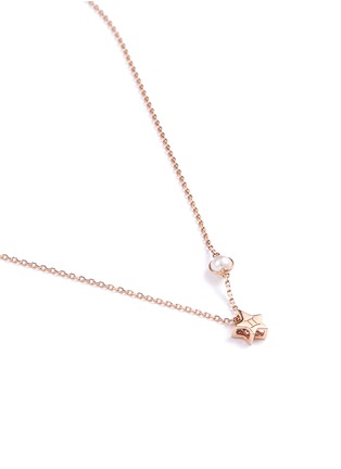 Detail View - Click To Enlarge - ANYALLERIE - Diamond pearl 18k rose gold star pendant necklace – Gemini