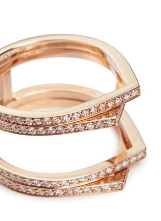 Detail View - Click To Enlarge - REPOSSI - 'Antifer' diamond 18k gold two row teardrop ring