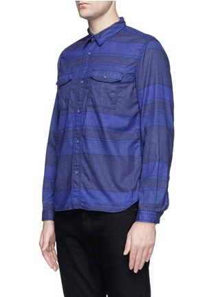 Front View - Click To Enlarge - WHITE MOUNTAINEERING - Stripe cotton-linen shirt