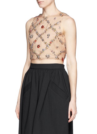 Front View - Click To Enlarge - ALICE & OLIVIA - 'Kesten' embellished cropped top