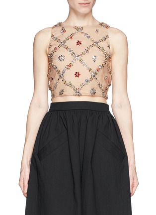 Main View - Click To Enlarge - ALICE & OLIVIA - 'Kesten' embellished cropped top