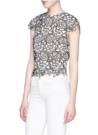 Front View - Click To Enlarge - ALICE & OLIVIA - 'Eve' embroidery lace cropped T-shirt