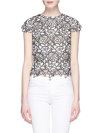 Main View - Click To Enlarge - ALICE & OLIVIA - 'Eve' embroidery lace cropped T-shirt